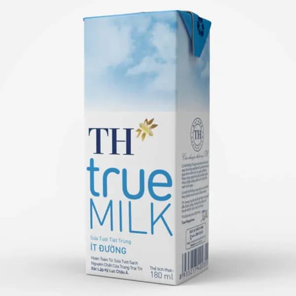 Sữa Tươi Tiệt Trùng TH True Milk Ít Đường 180ml